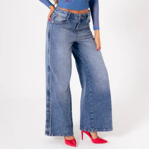 Jean wide leg de tiro alto, cómodo y moderno (42483)