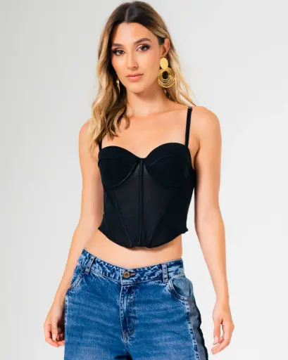 Blusa tipo corse straple en mesh (OLIVIA)