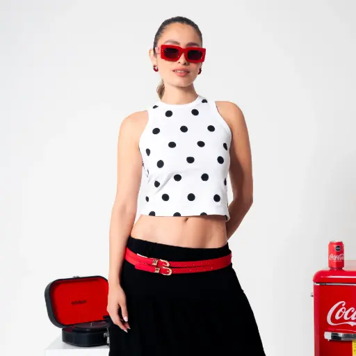 Blusa Sisa blanca Lunares negro