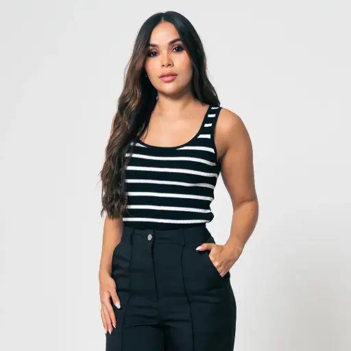 Blusa Tejida Rayas negro