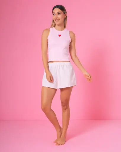 Set de pijama blusa-short. Corazon rojo (1572/3054)