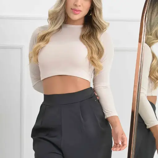 [B904] BLUSA MALLA BEIGE TL BEIGE