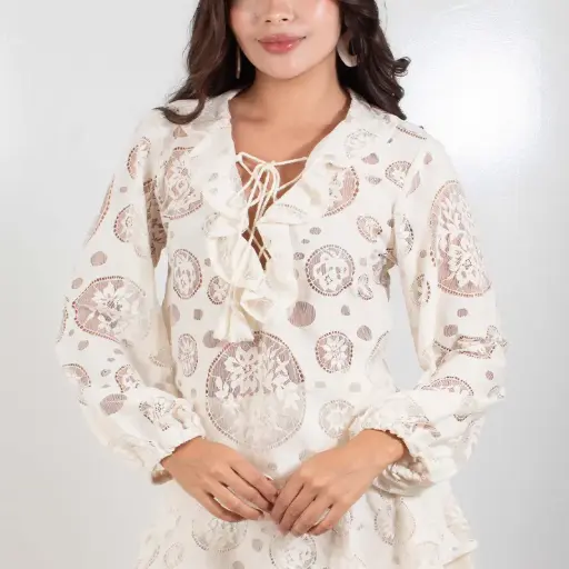 Blusa escote v boleros y manga resortada